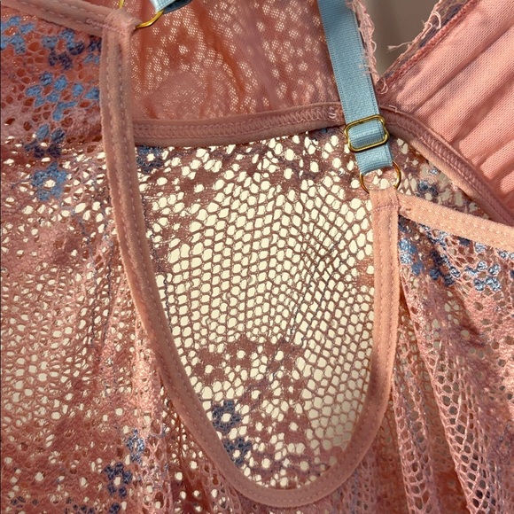 Y2K Pink & Lavender Lace /Floral Appliqué Chemise Lingerie Nightgown Size Large - Picture 15 of 17